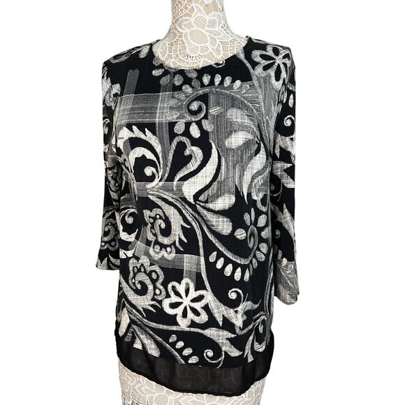Chico’s Black and White Print Top – Chicos Size 2 - Picture 1 of 7